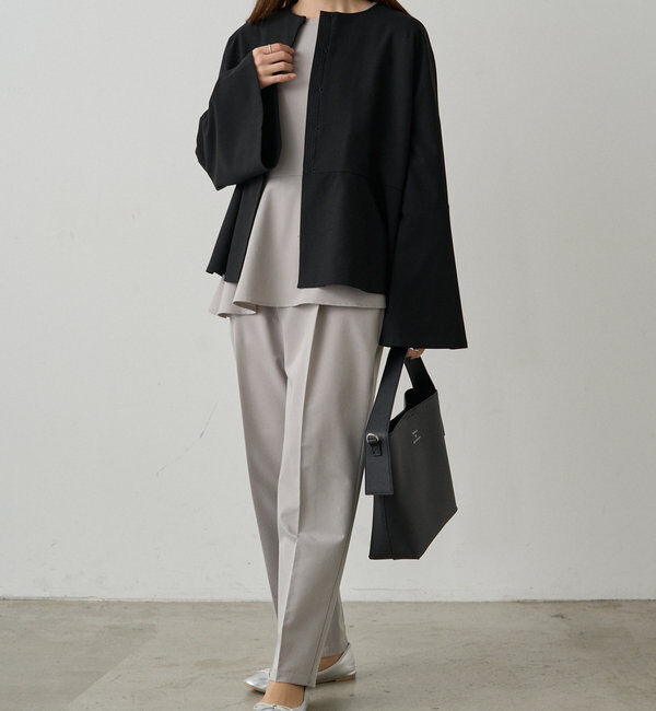  「【Du noir】ノーカラーペプラムシルエットジャケット」|テーラードジャケット|