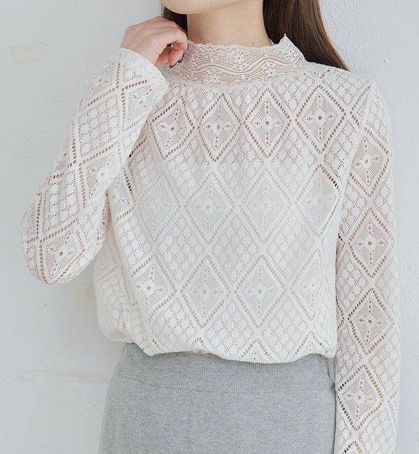  「ストレッチレースハイネックカットソー」|プルオーバー|