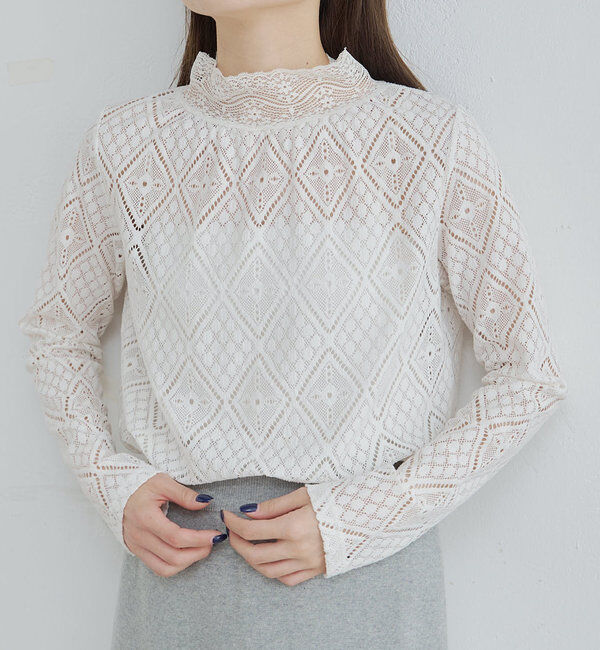  「ストレッチレースハイネックカットソー」|プルオーバー|