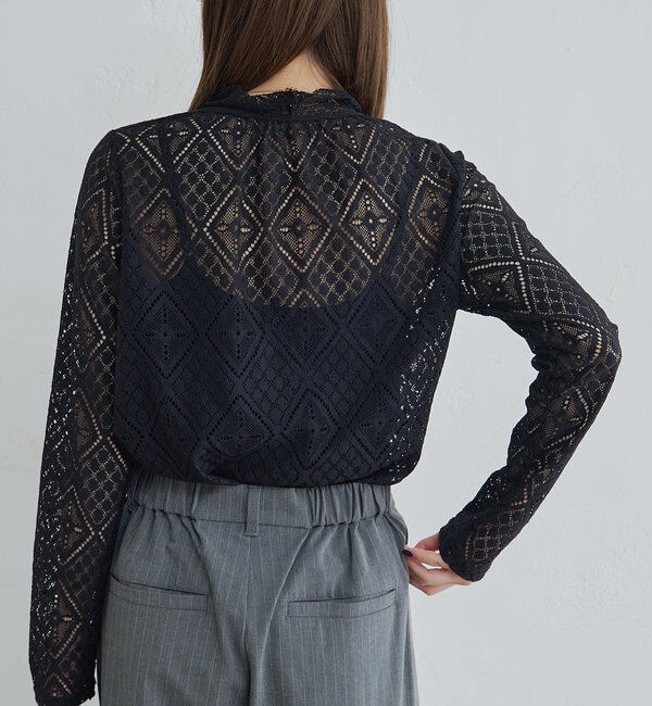  「ストレッチレースハイネックカットソー」|プルオーバー|