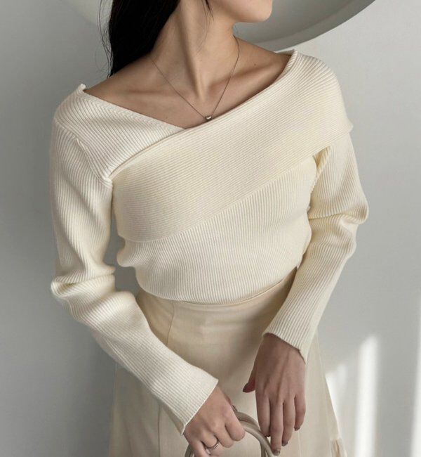  「【カラー豊富】アシンメトリーニット」|ニット・セーター|