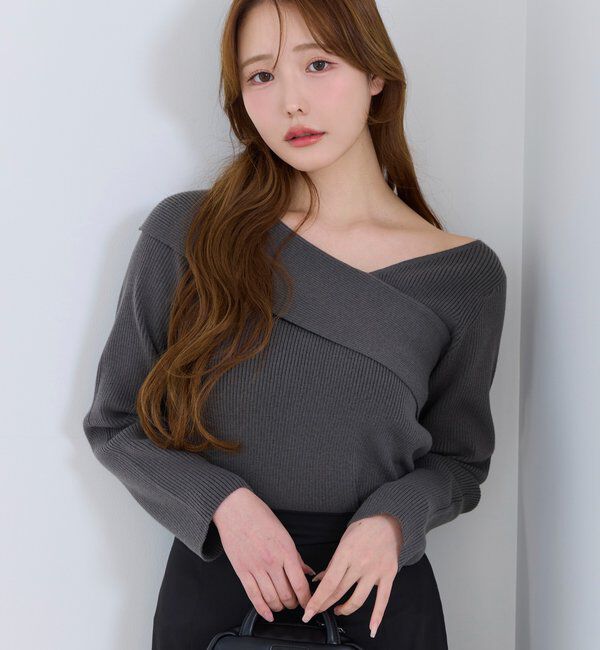  「【カラー豊富】アシンメトリーニット」|ニット・セーター|