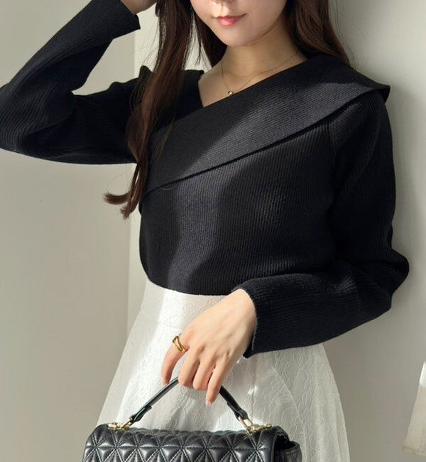  「【カラー豊富】アシンメトリーニット」|ニット・セーター|