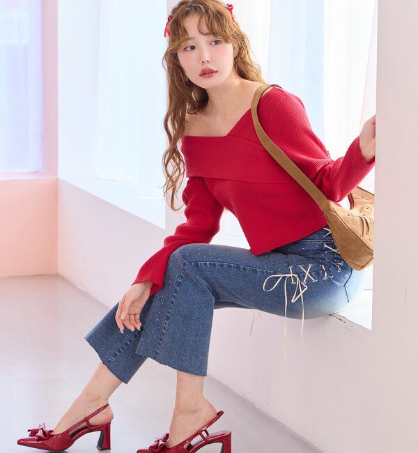  「【カラー豊富】アシンメトリーニット」|ニット・セーター|