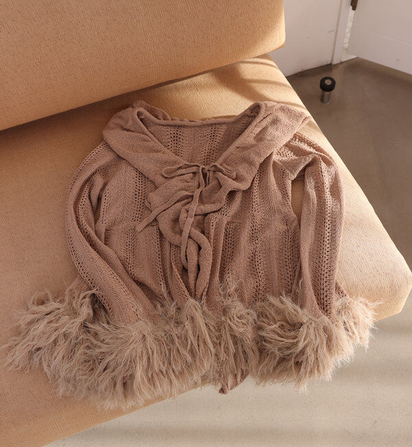  「【1枚で着映え】フリンジニットカーデ」|ニット・セーター|