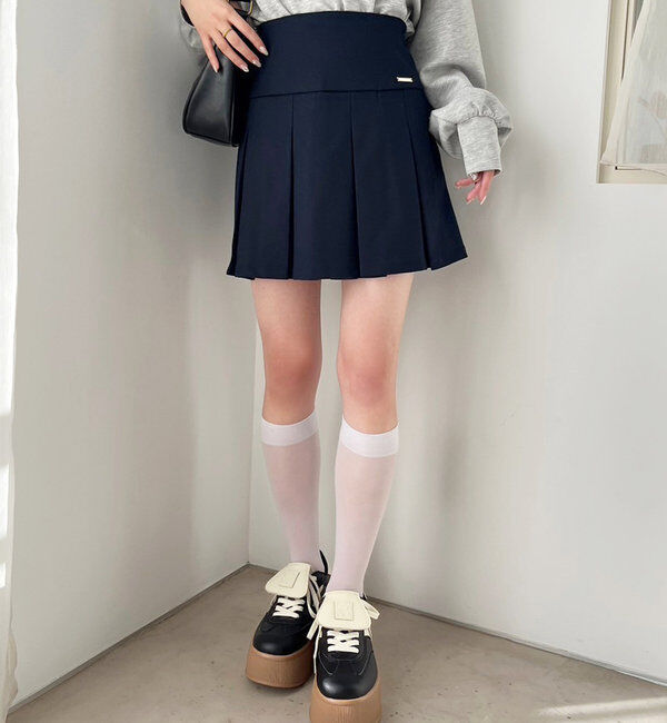  「プレート付プリーツミニスカート」|スカート|