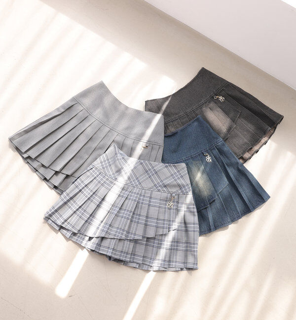  「チャーム付きイレヘムプリーツスカート/S・Mサイズ展開」|スカート|