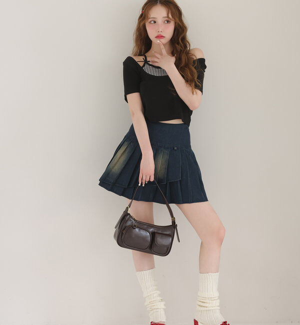  「チャーム付きイレヘムプリーツスカート/S・Mサイズ展開」|スカート|