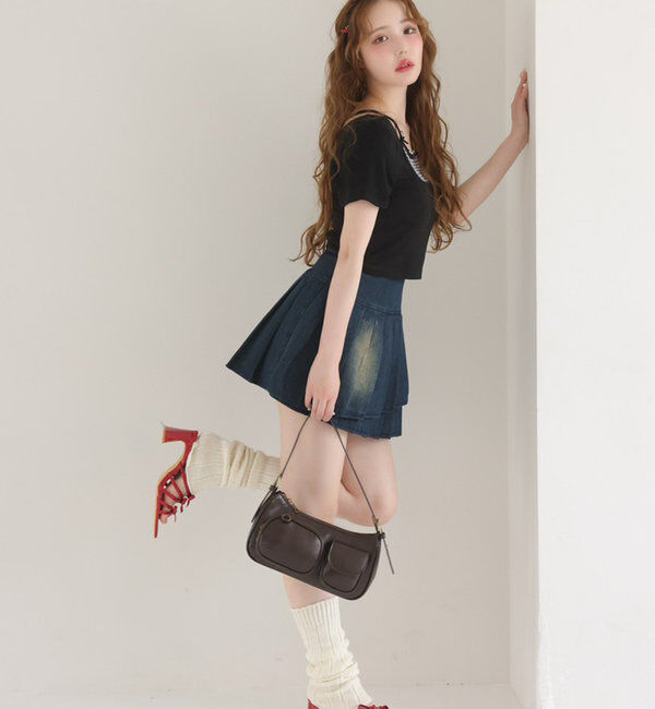  「チャーム付きイレヘムプリーツスカート/S・Mサイズ展開」|スカート|