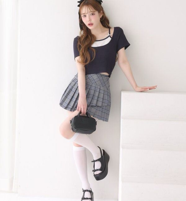  「チャーム付きイレヘムプリーツスカート/S・Mサイズ展開」|スカート|