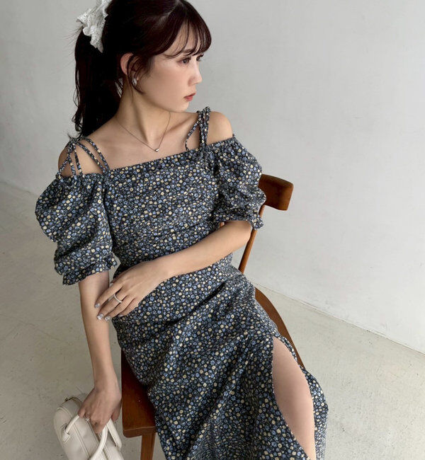  「バックリボンギャザーロングワンピ」|ワンピース|