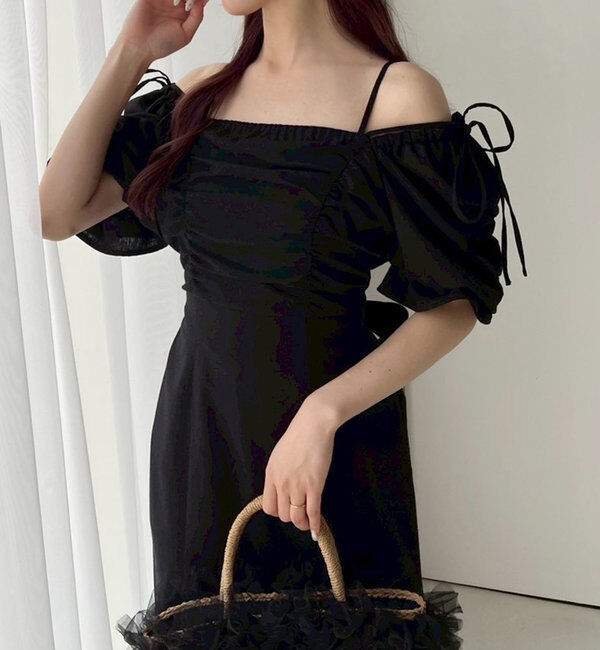  「バックリボンギャザーロングワンピ」|ワンピース|