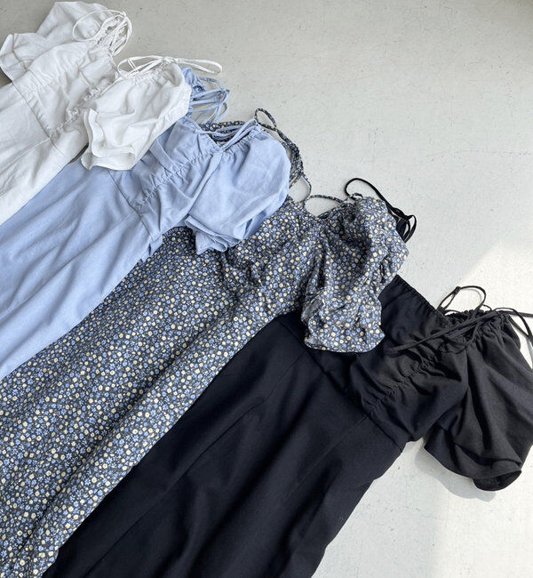  「バックリボンギャザーロングワンピ」|ワンピース|