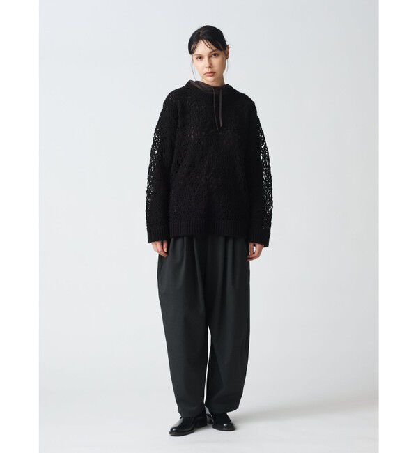 mizuiro ind「mizuiro ind ウェーブヤーンクルーネックプルオーバー」|ニット・セーター|