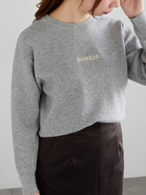 Te chichi「DOUCEUR刺繍ロゴニットプルオーバー」|ニット・セーター|グレー