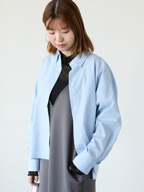 Lugnoncure「ボタンダウンクロップドシャツ」|シャツ・ブラウス|サックスブルー