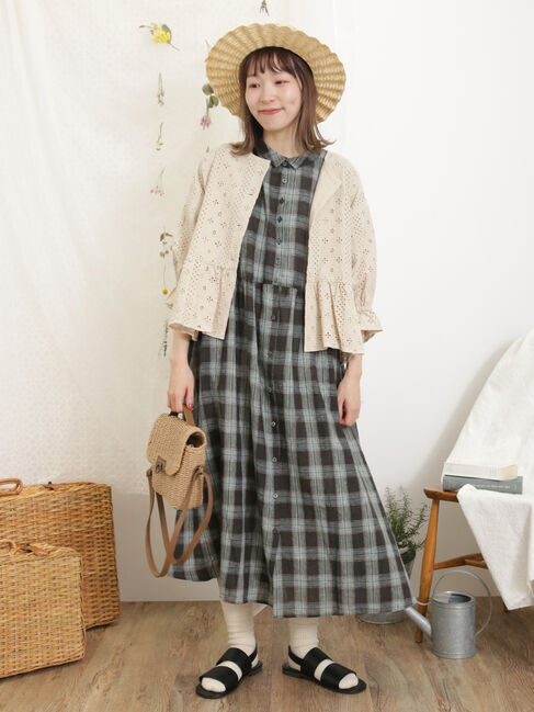 Samansa Mos2「【Sサイズ / WEB限定】【イージーケア】柄アソートリネン混シャツワンピース」|ワンピース|