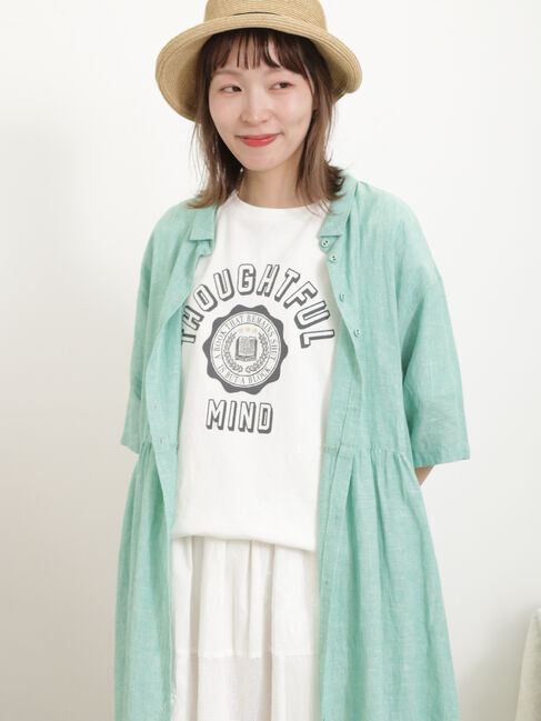 Samansa Mos2「【Sサイズ / WEB限定】【イージーケア】柄アソートリネン混シャツワンピース」|ワンピース|