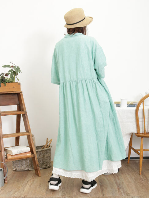 Samansa Mos2「【Sサイズ / WEB限定】【イージーケア】柄アソートリネン混シャツワンピース」|ワンピース|