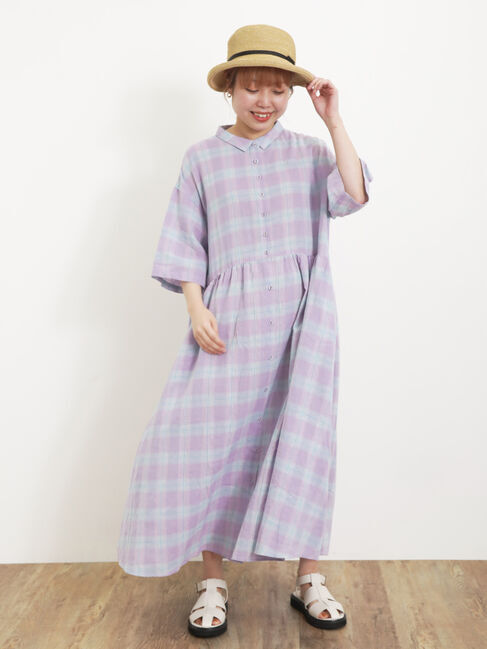 Samansa Mos2「【Sサイズ / WEB限定】【イージーケア】柄アソートリネン混シャツワンピース」|ワンピース|