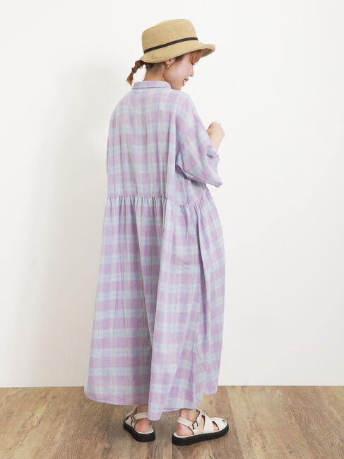 Samansa Mos2「【Sサイズ / WEB限定】【イージーケア】柄アソートリネン混シャツワンピース」|ワンピース|