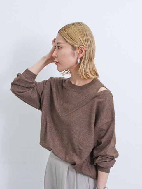 Samansa Mos2 blue「◎レイヤードライクニットプルオーバー」|ニット・セーター|