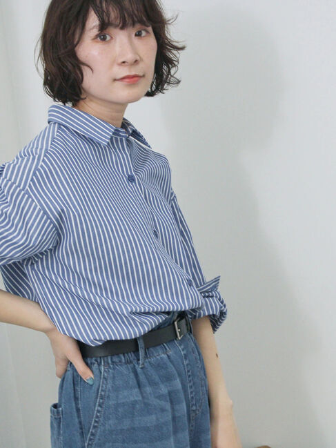 Samansa Mos2 blue「【イージーケア】マルチスタイルシャツ」|シャツ・ブラウス|