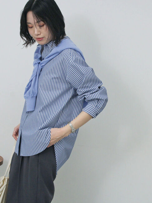 Samansa Mos2 blue「【イージーケア】マルチスタイルシャツ」|シャツ・ブラウス|