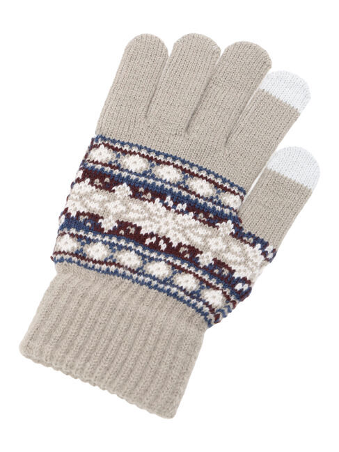 Samansa Mos2 blue「【スマホ対応】裏起毛雪柄グローブ」|手袋|