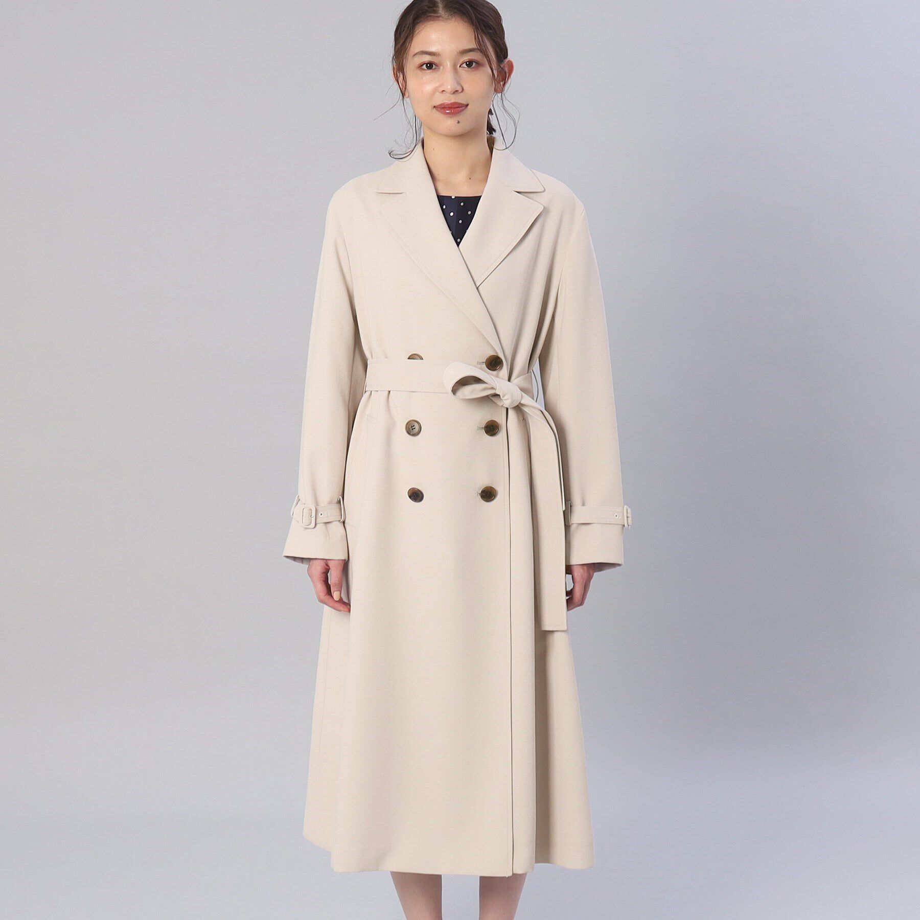 UNTITLED「【オフィスからセレモニーまで！】バックサテン きれいめトレンチコート」|トレンチコート|
