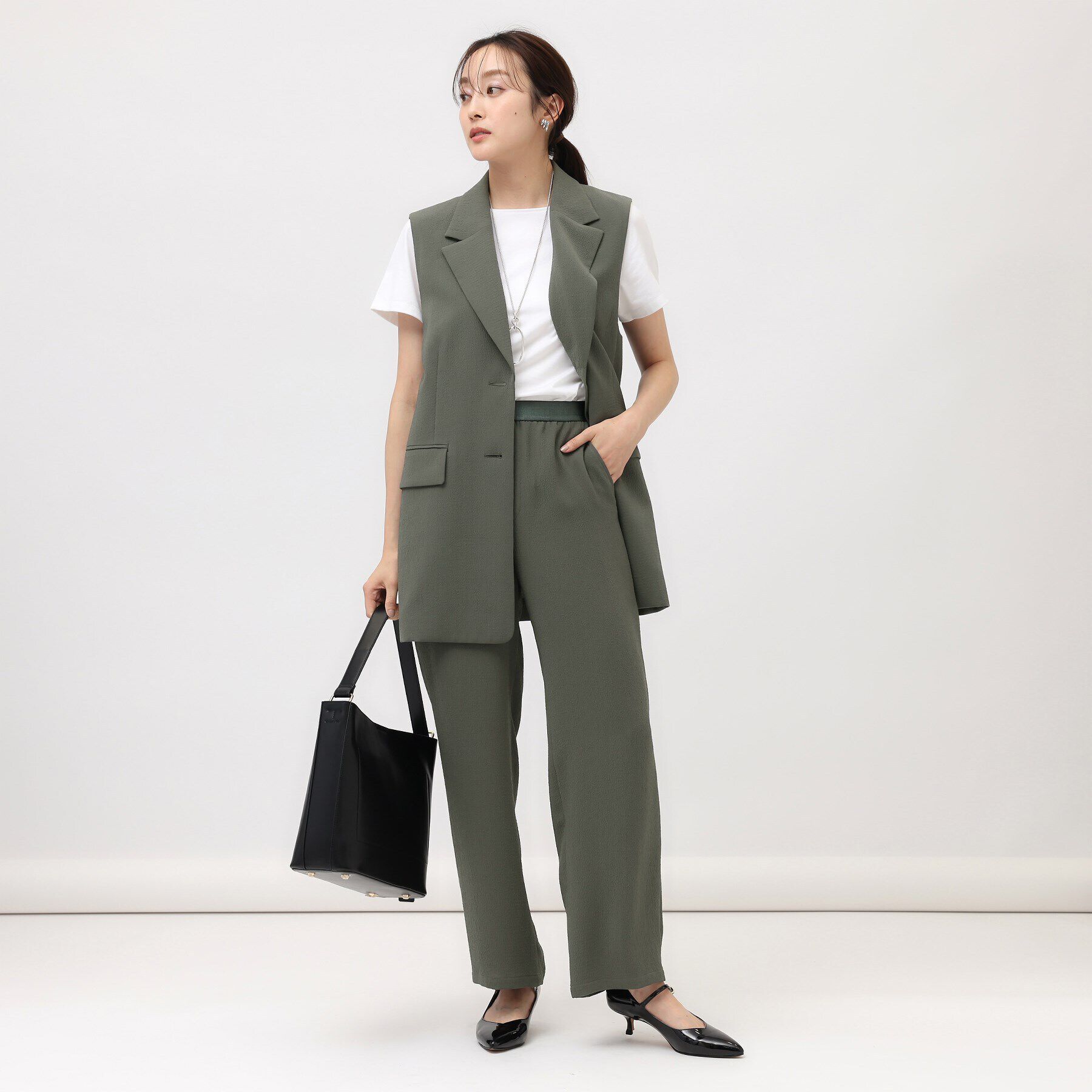 UNTITLED「【セットアップ可能/ウエストゴム】クレープダブル イージーワイドパンツ」|その他|