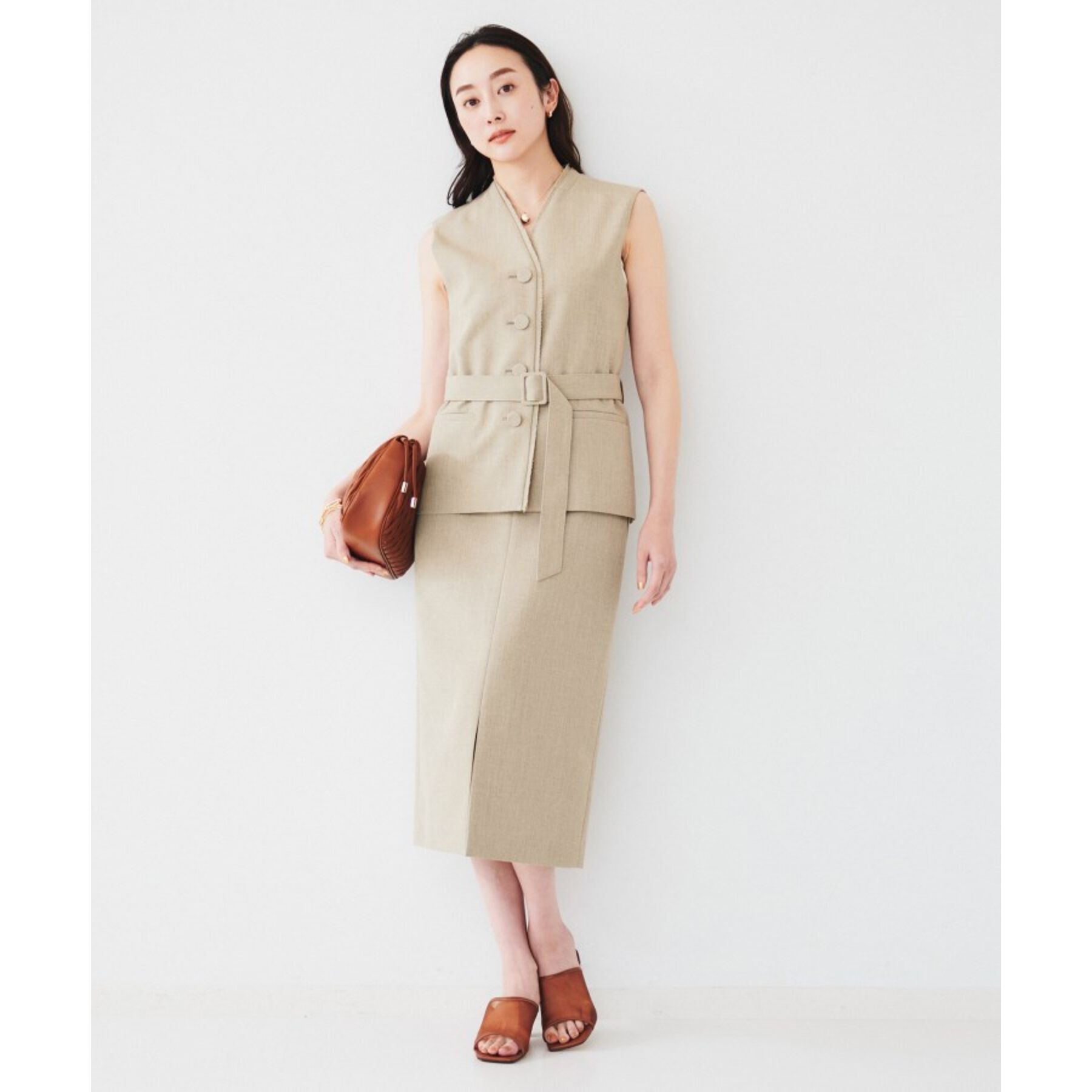 UNTITLED「【セットアップ可能】リネンライクキャンバス ペンシルスカート」|スカート|