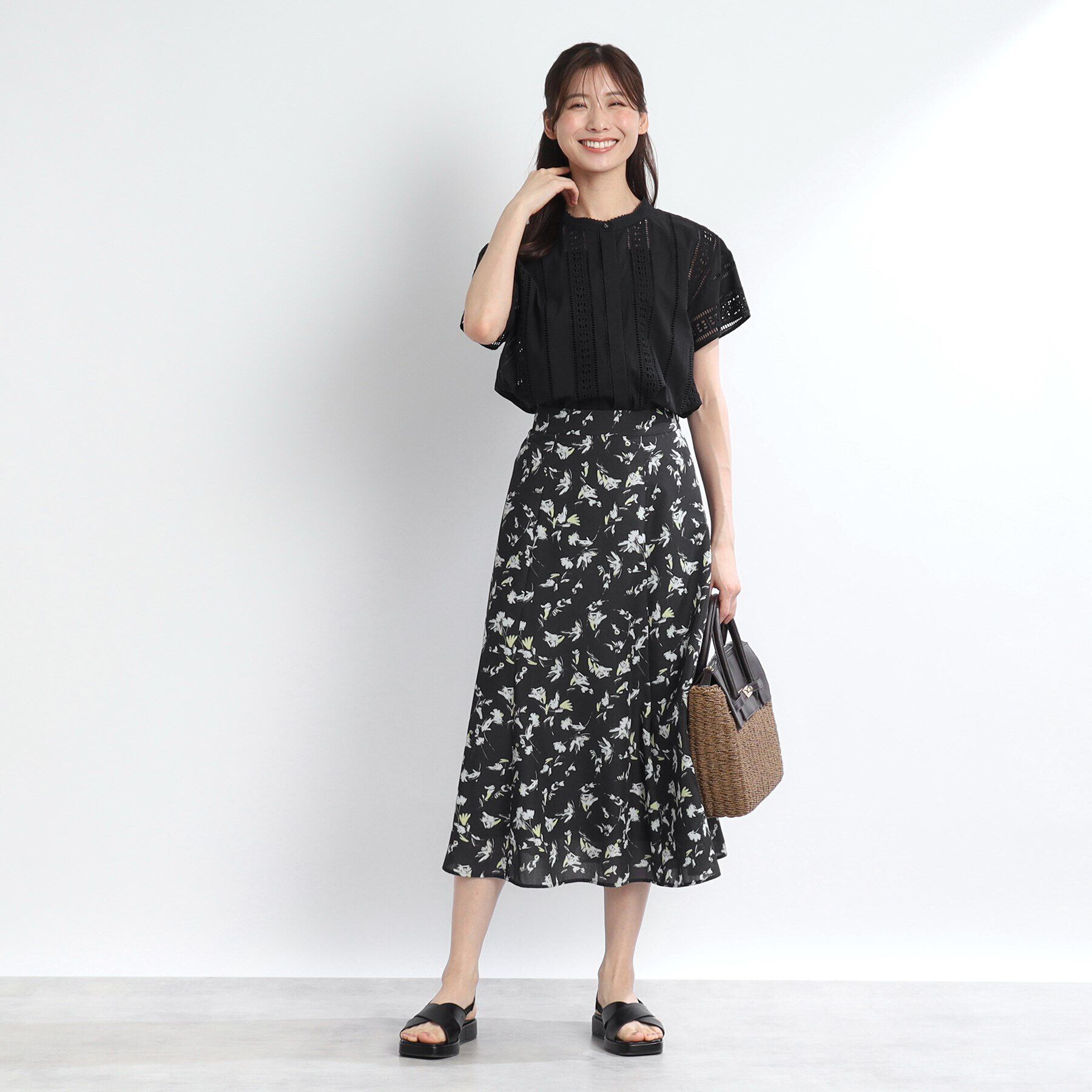 Reflect「【マシンウォッシュ可】フラワー柄フレアスカート」|スカート|