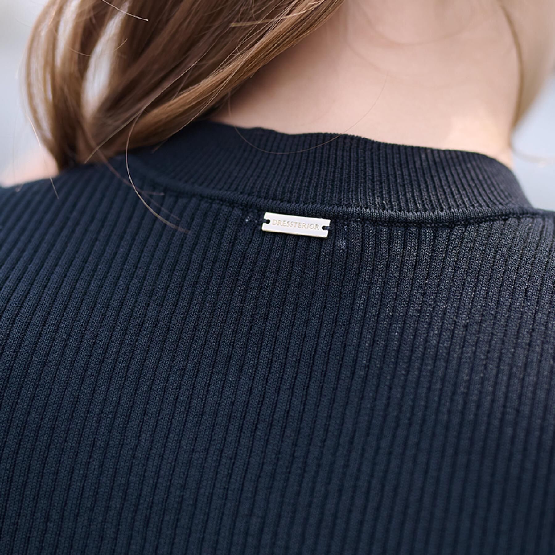 DRESSTERIOR「【洗える】リブニットフレアドレス」|ワンピース|