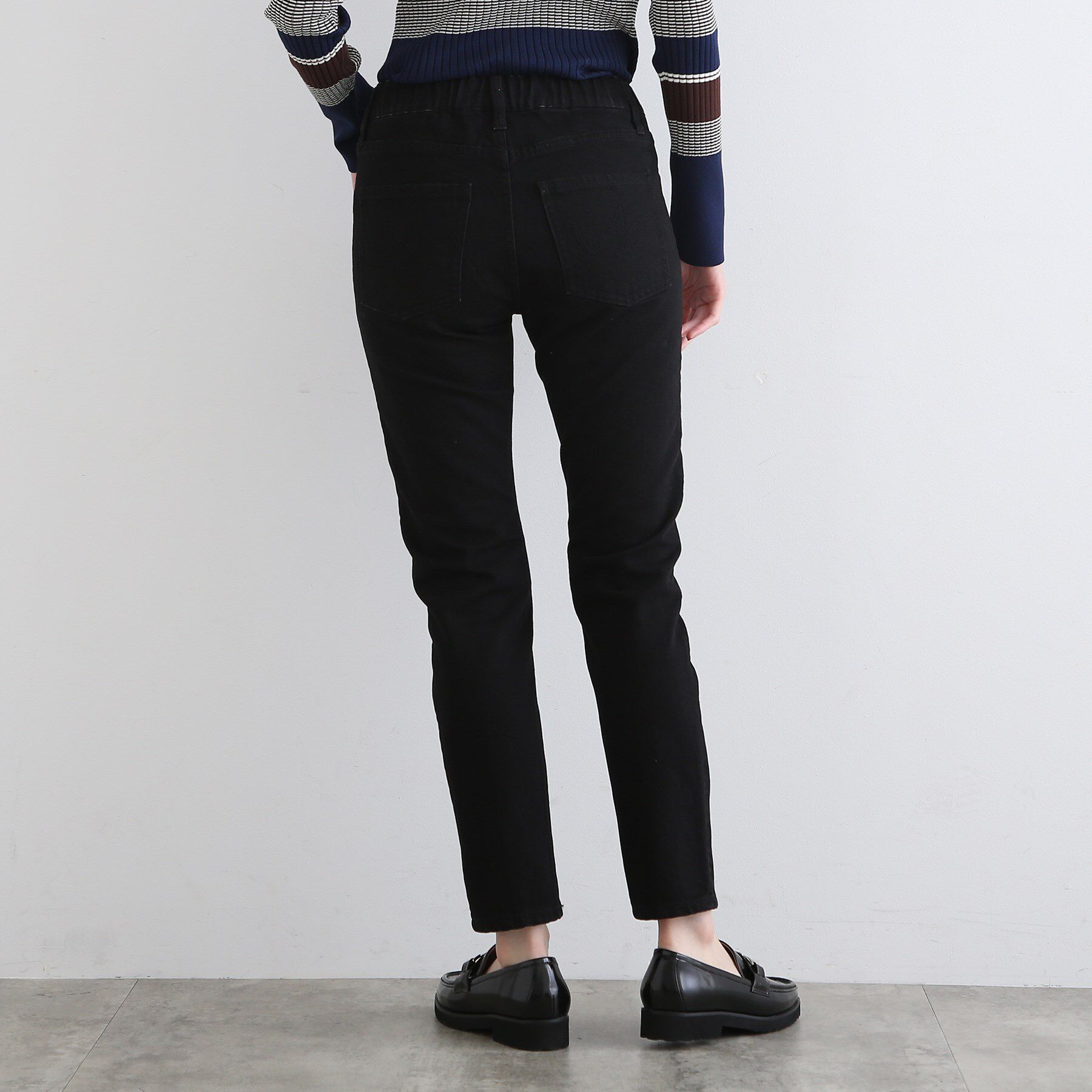 INDIVI「【洗える/ウエストゴム】テーパードデニムパンツ」|デニム|