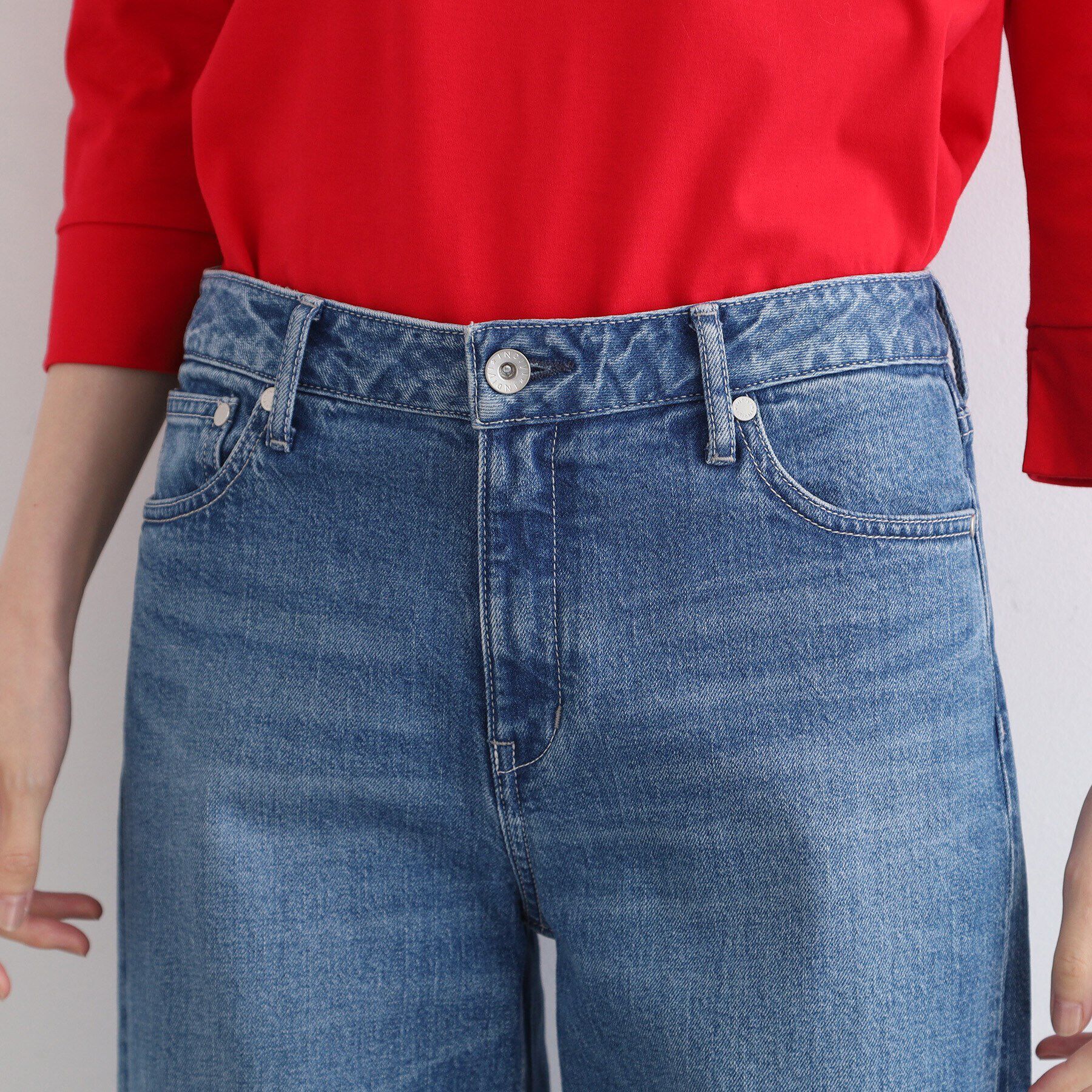 INDIVI「【洗える／オールシーズン】ストレートデニムパンツ」|デニム|