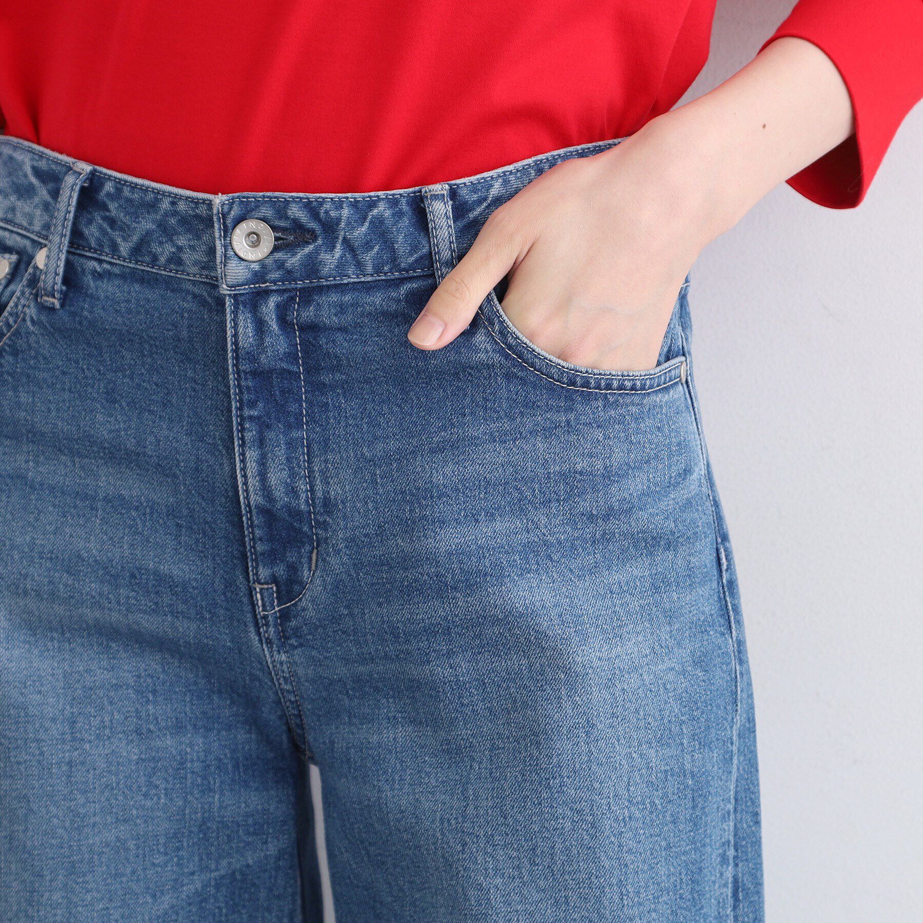 INDIVI「【洗える／オールシーズン】ストレートデニムパンツ」|デニム|