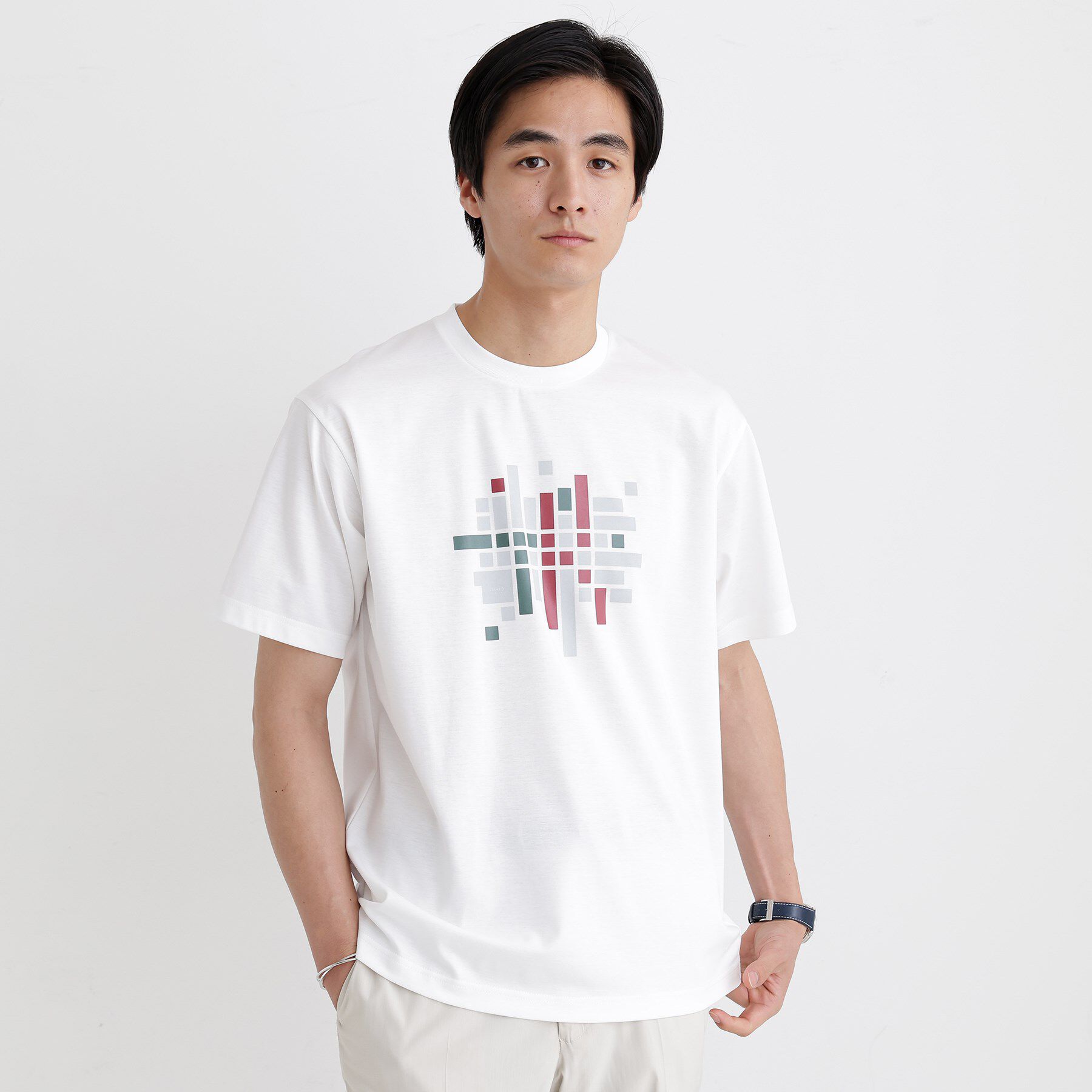 TAKEO KIKUCHI「モザイクロゴ ポンチTシャツ」|Tシャツ・カットソー|ホワイト(001)