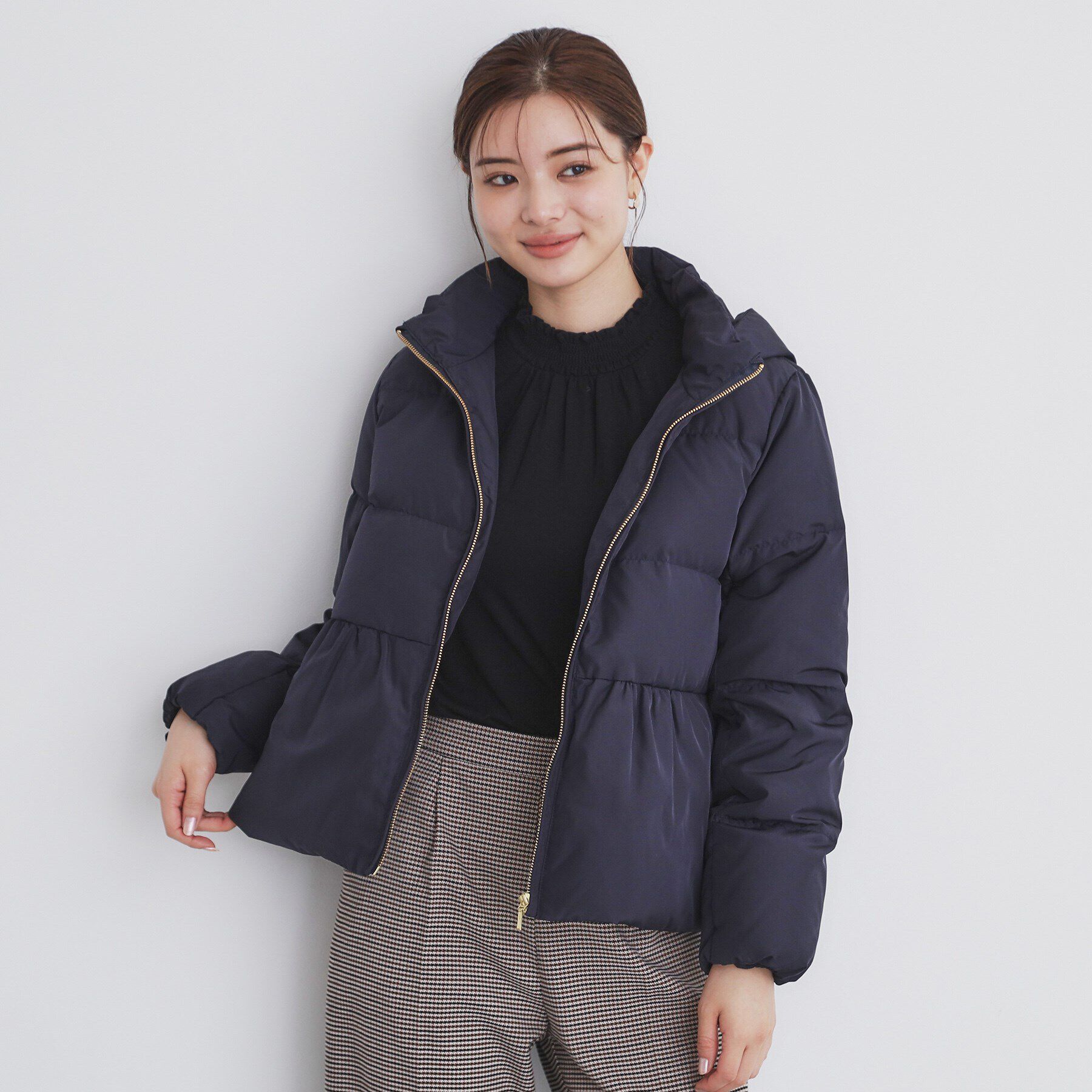 index「河田ダウン ライトペプラムコート【洗濯機洗い可/撥水/静電気防止裏地】」|ダウン|ネイビー(894)