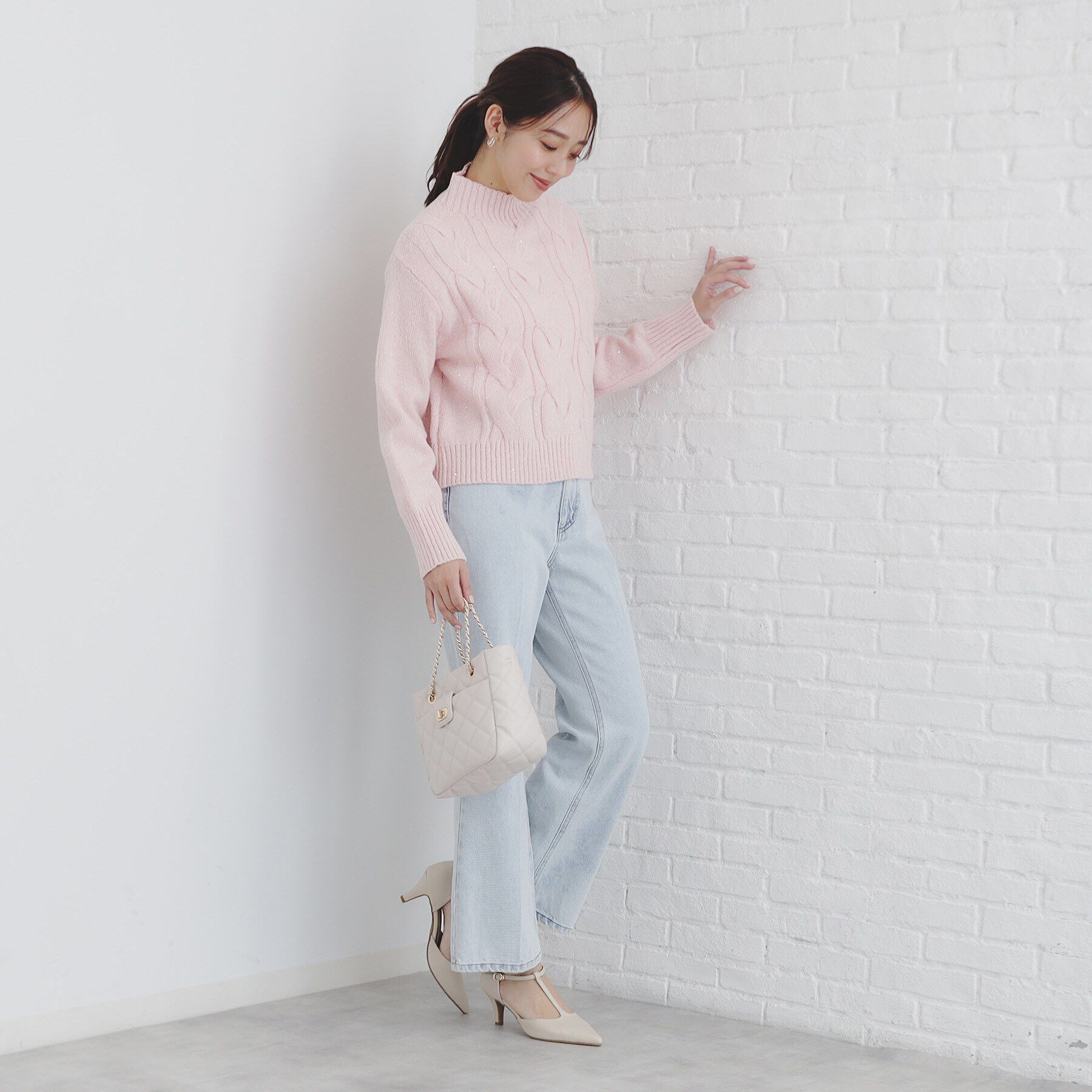 index「《美人百花掲載》スパンコールケーブルニット【洗濯機洗い可】」|ニット・セーター|