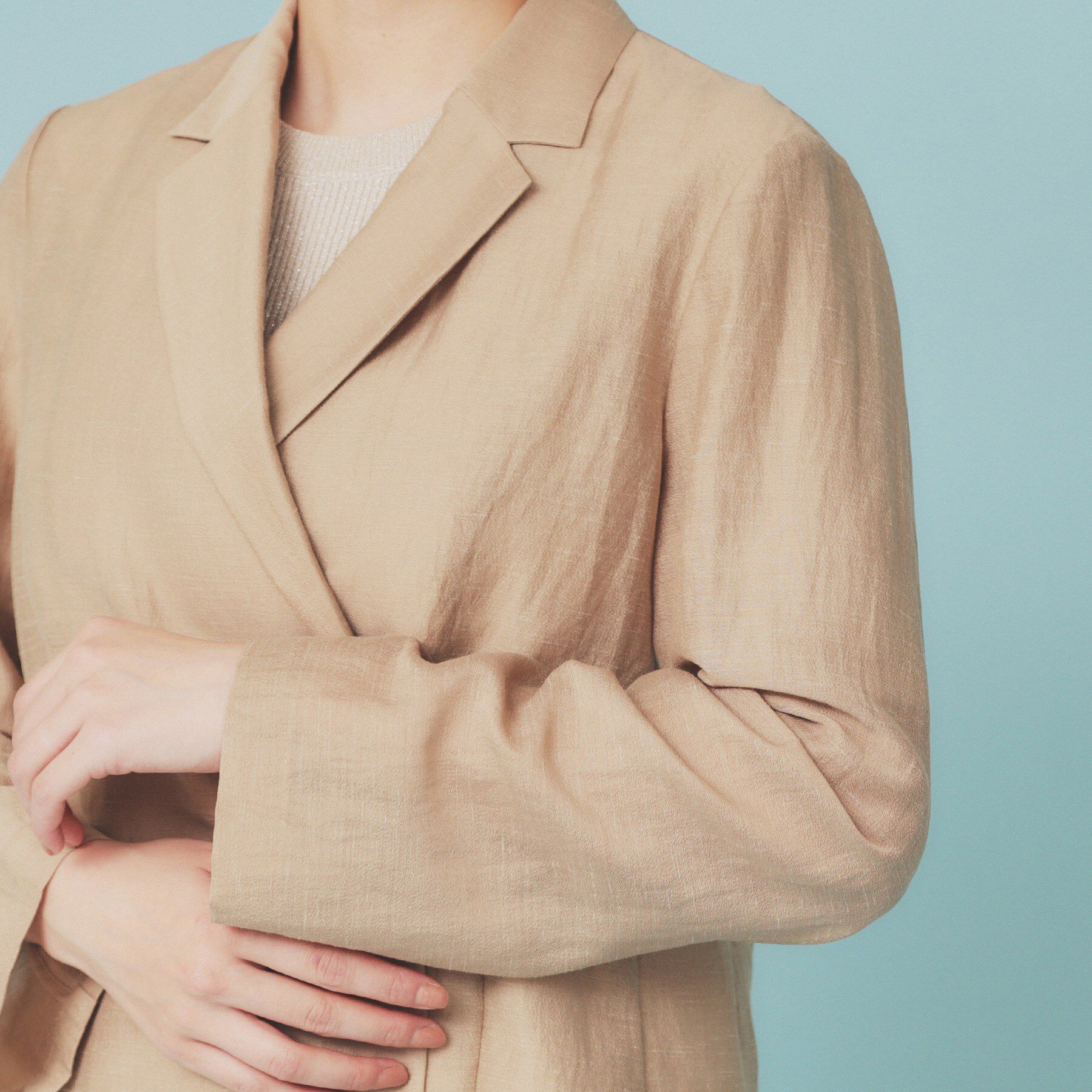 index「麻調シアーダブルブレストテーラードジャケット【洗濯機洗い可】」|テーラードジャケット|