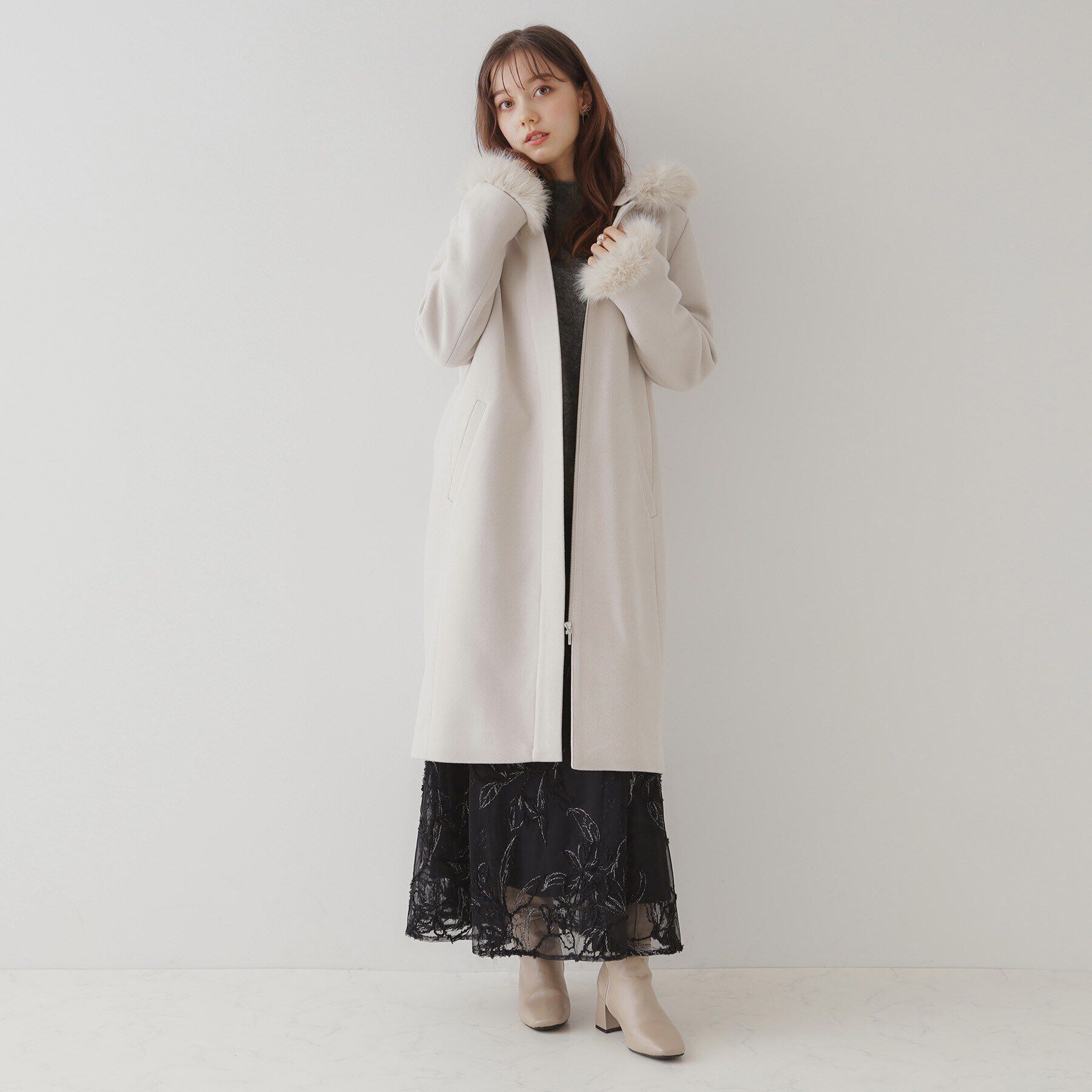 Couture broach「フードフェイクファーマルチウェイコート」|その他|