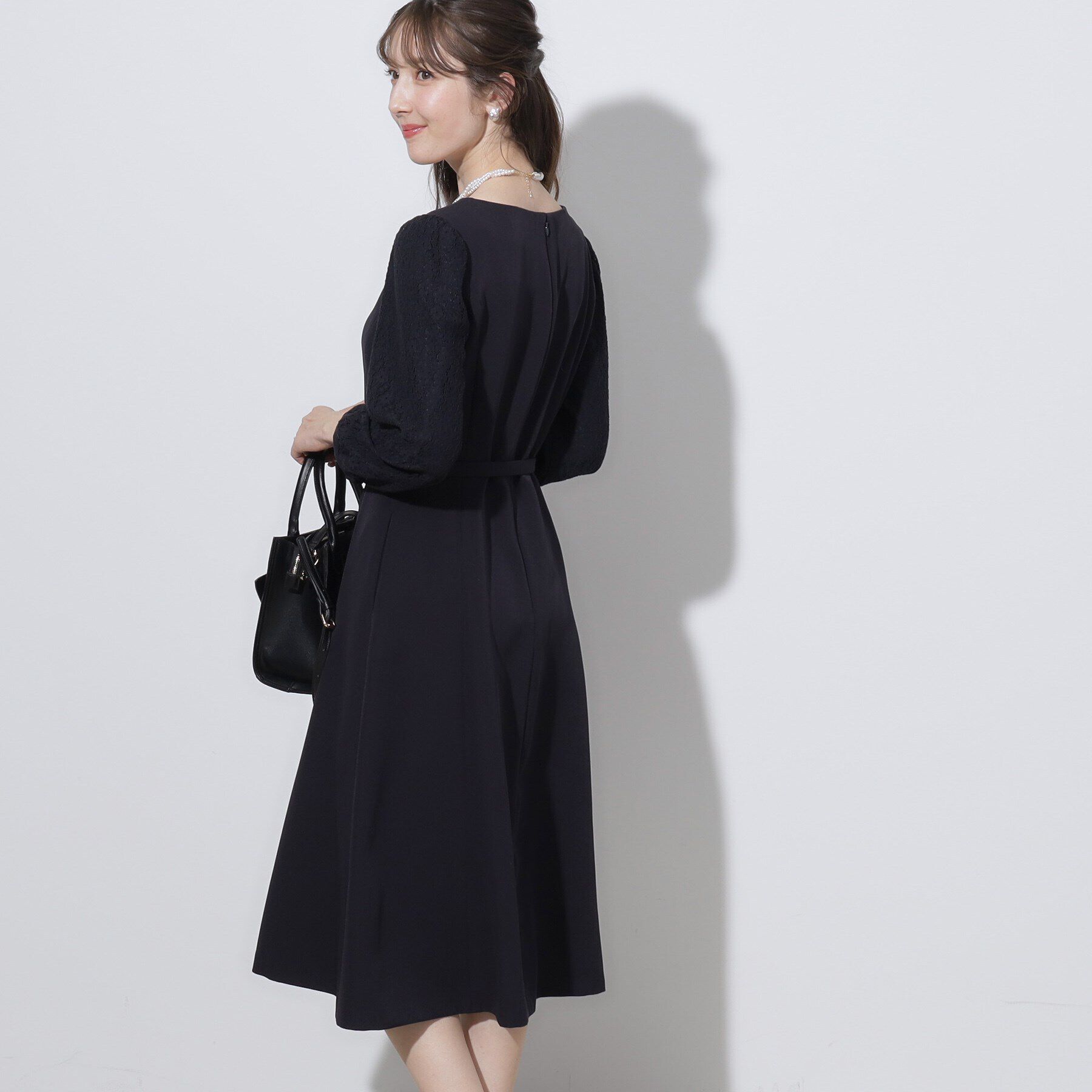 Couture broach「【セレモニーシーン・おでかけにも】袖レースAラインワンピース」|ワンピース|