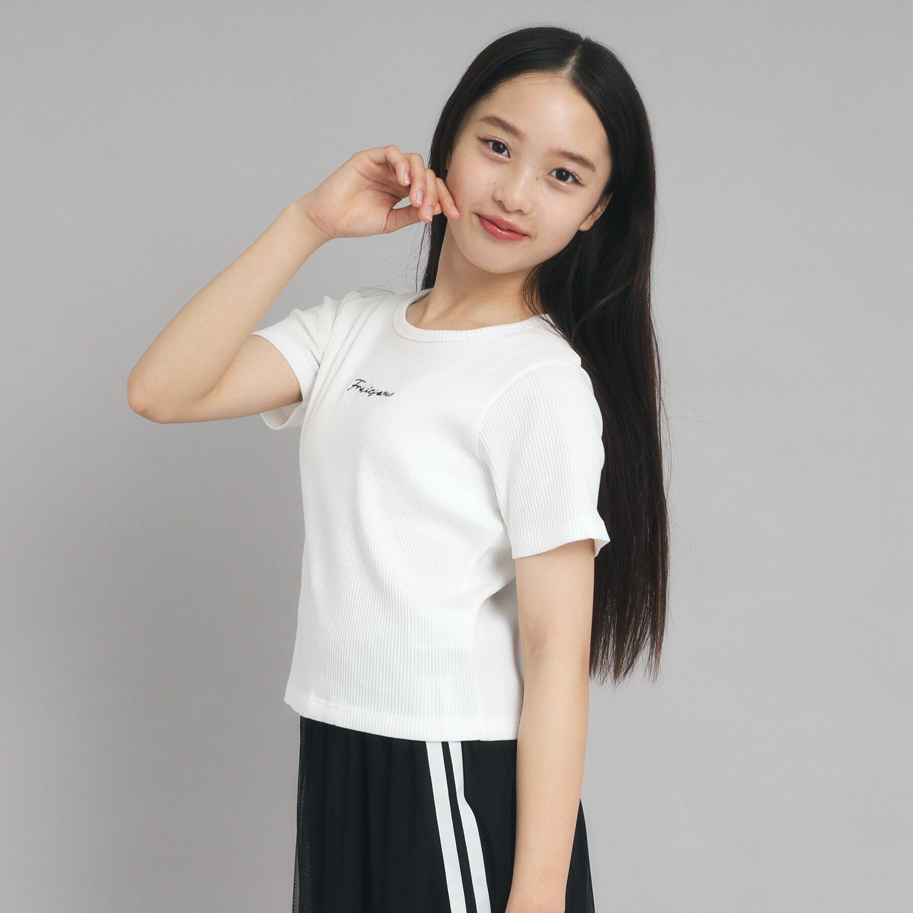 PINK-latte「【ニコプチ10月号掲載】コンパクトリブTシャツ」|Tシャツ・カットソー|