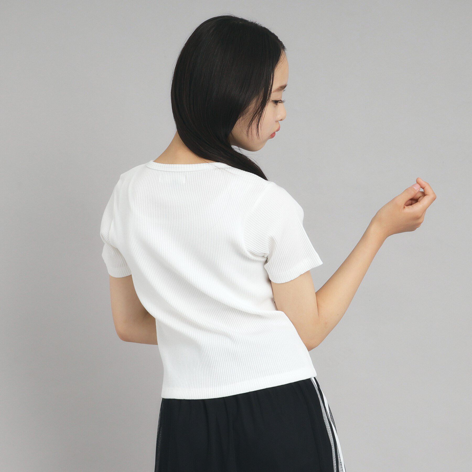 PINK-latte「【ニコプチ10月号掲載】コンパクトリブTシャツ」|Tシャツ・カットソー|