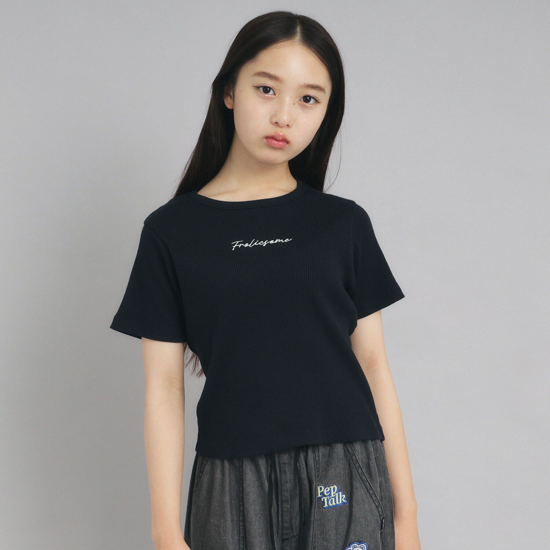 PINK-latte「【ニコプチ10月号掲載】コンパクトリブTシャツ」|Tシャツ・カットソー|