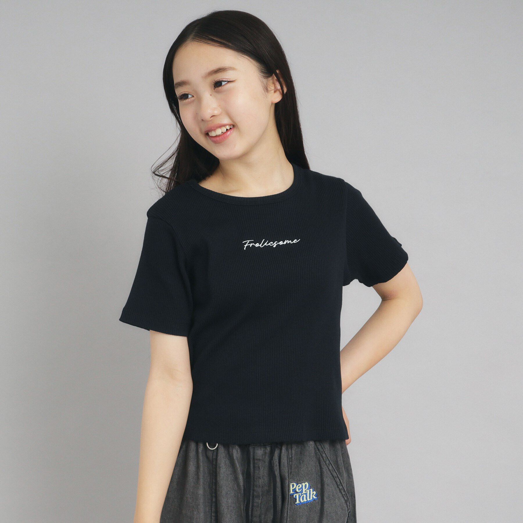 PINK-latte「【ニコプチ10月号掲載】コンパクトリブTシャツ」|Tシャツ・カットソー|