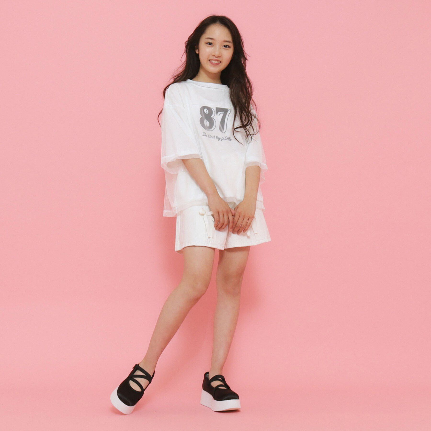 PINK-latte「【セットアイテム】チュールレイヤードTシャツセット」|Tシャツ・カットソー|