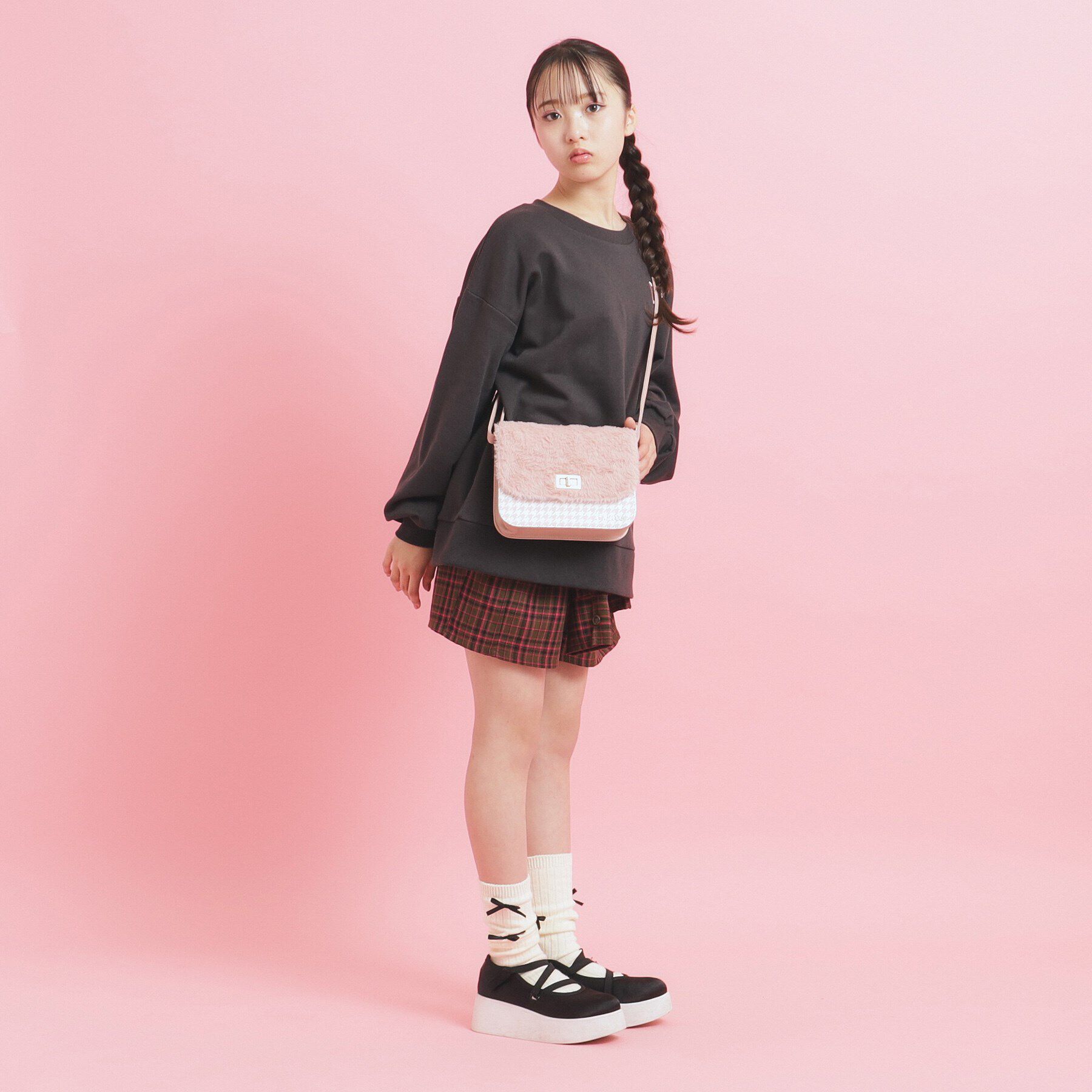 PINK-latte「ファー千鳥ショルダー」|ショルダー・メッセンジャー|