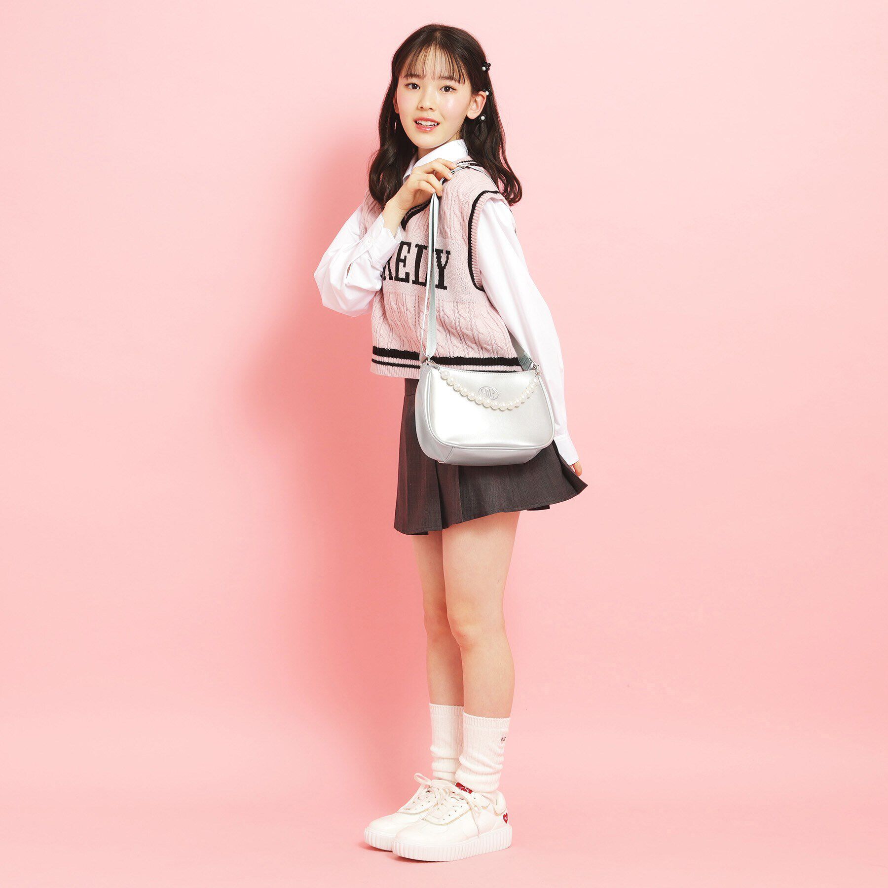 PINK-latte「フェイクパール付きハンドルショルダー」|ショルダー・メッセンジャー|